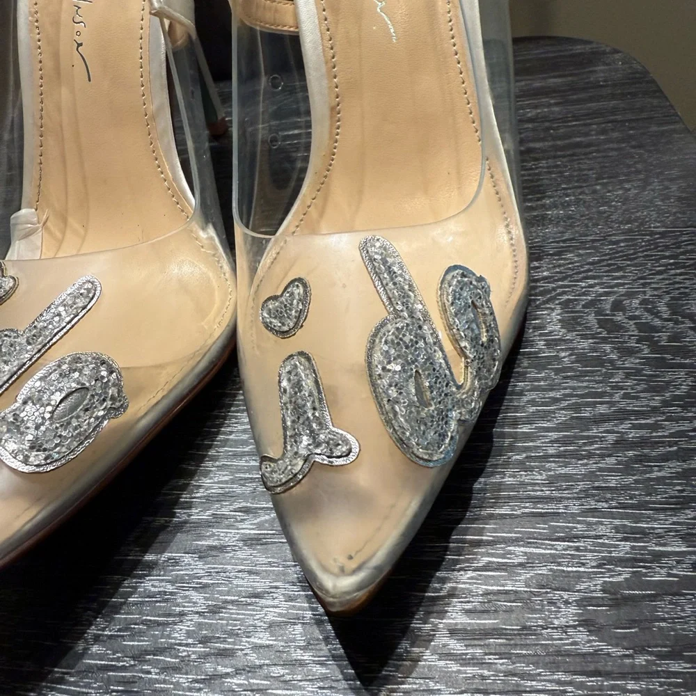 Betsey Johnson I Do  Clear Silver Heels - Picture 4 of 15